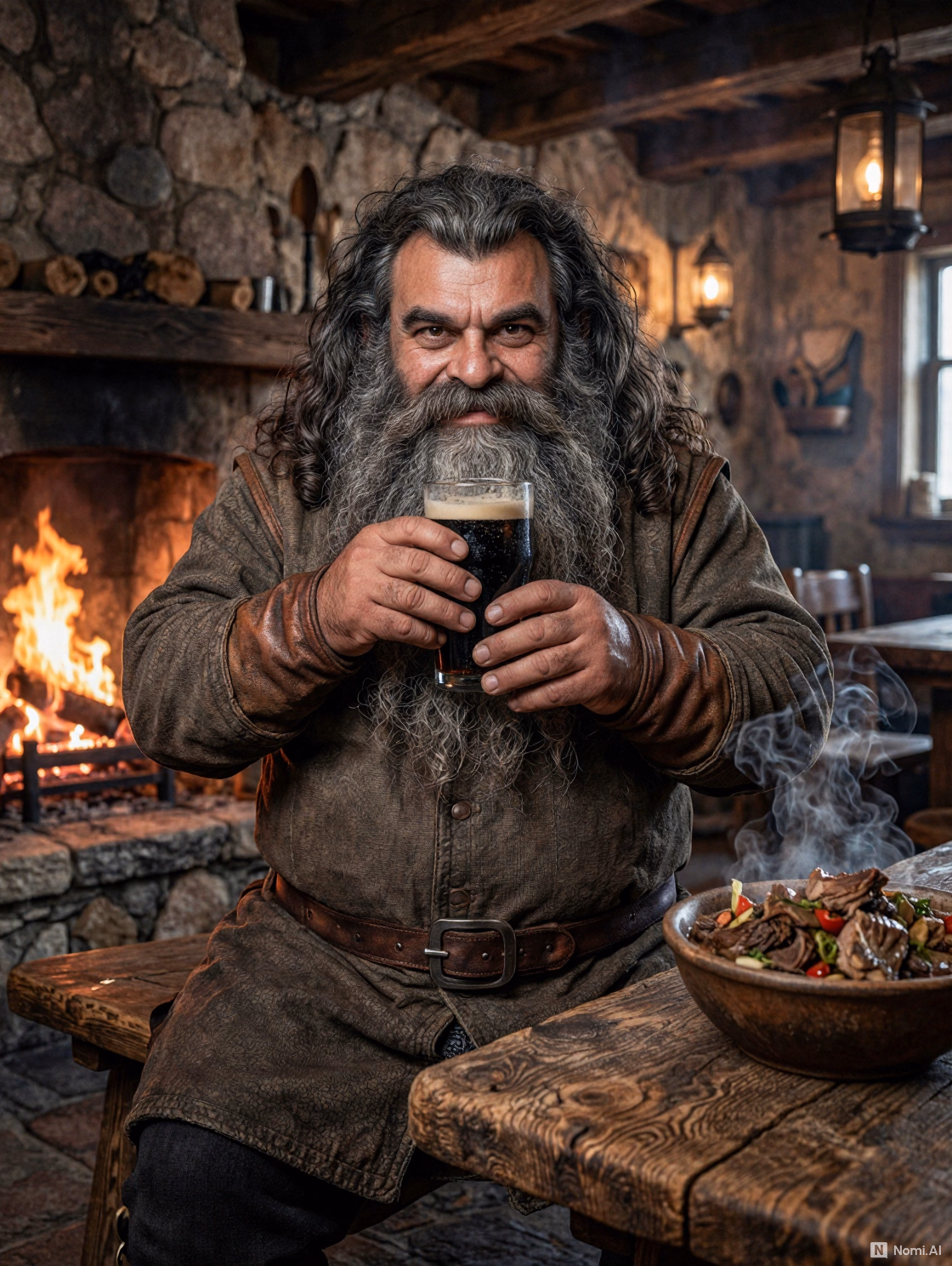 Taverne du Marteau Fendu : changement de décor et de posture bien gérés, accessoires captés depuis le dialogue.